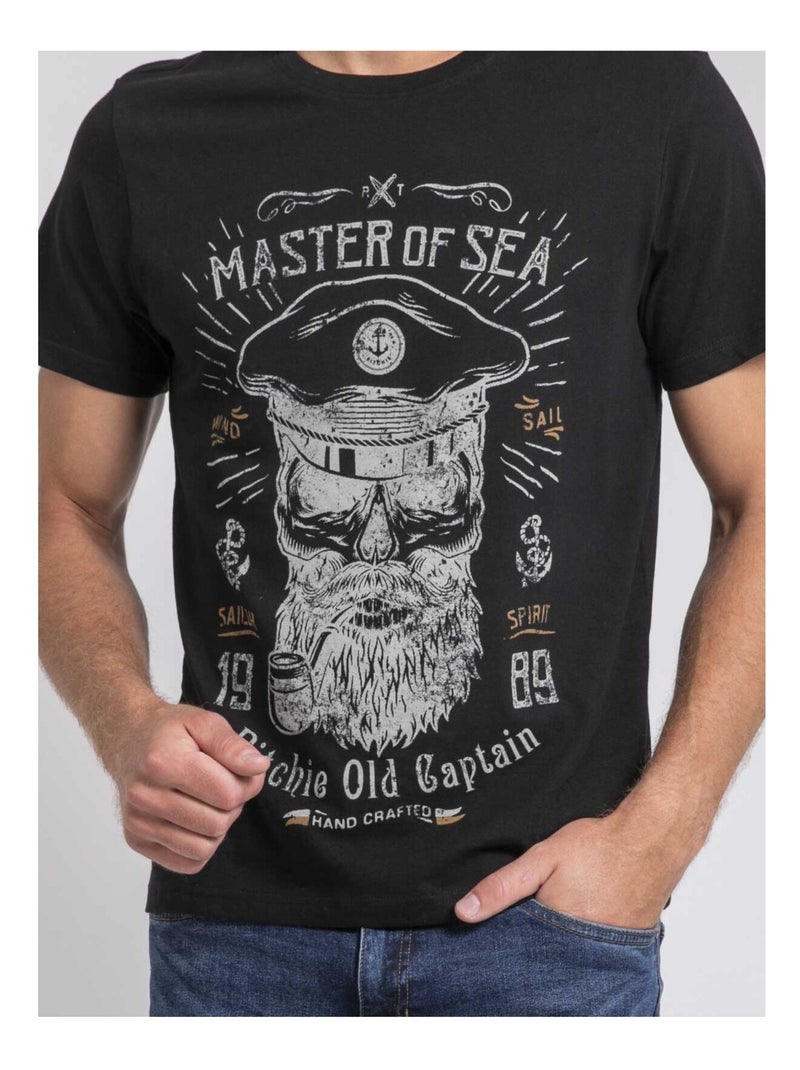 Camiseta cuello redondo de puro algodón JIMOSCAR Negro - Kiabi