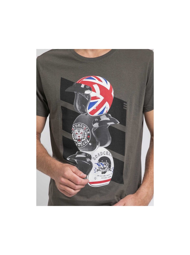 Camiseta cuello redondo de puro algodón JOAKIM Caqui - Kiabi