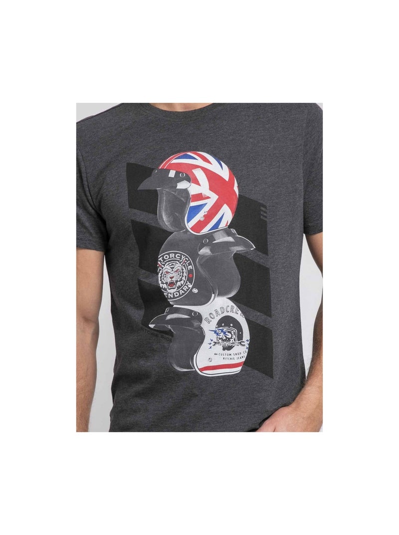 Camiseta cuello redondo de puro algodón JOAKIM Gris - Kiabi