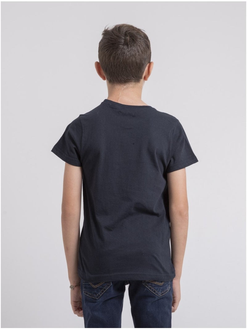 Camiseta cuello redondo de puro algodón JOCOBY-J Azul marino - Kiabi