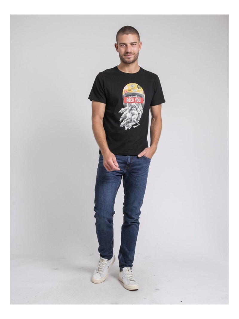 Camiseta cuello redondo de puro algodón JOMODEK Negro - Kiabi