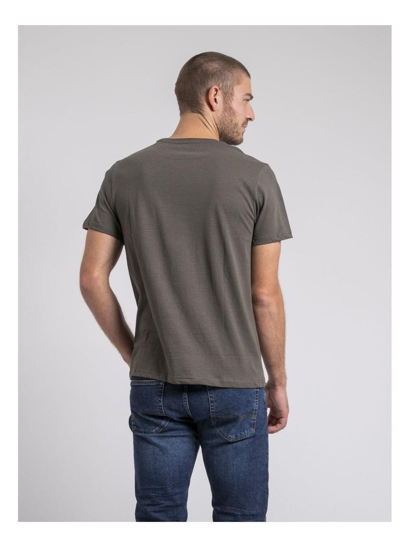 Camiseta cuello redondo de puro algodón JORISOL Caqui - Kiabi