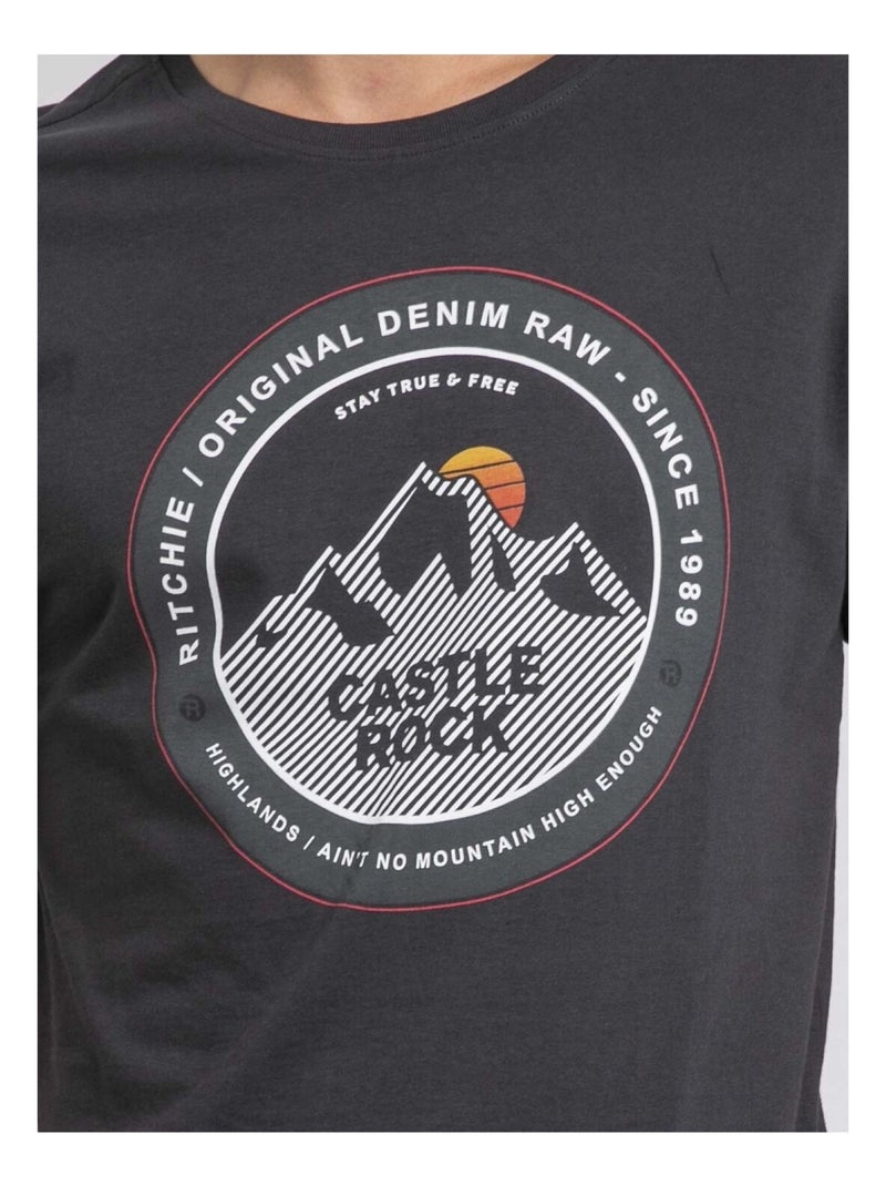 Camiseta cuello redondo de puro algodón JOROCK Gris - Kiabi