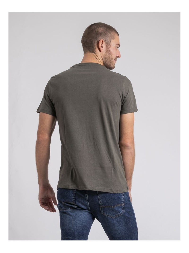 Camiseta cuello redondo de puro algodón JORUSTIX Caqui - Kiabi