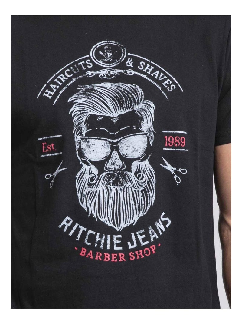 Camiseta cuello redondo de puro algodón JUSIX Negro - Kiabi