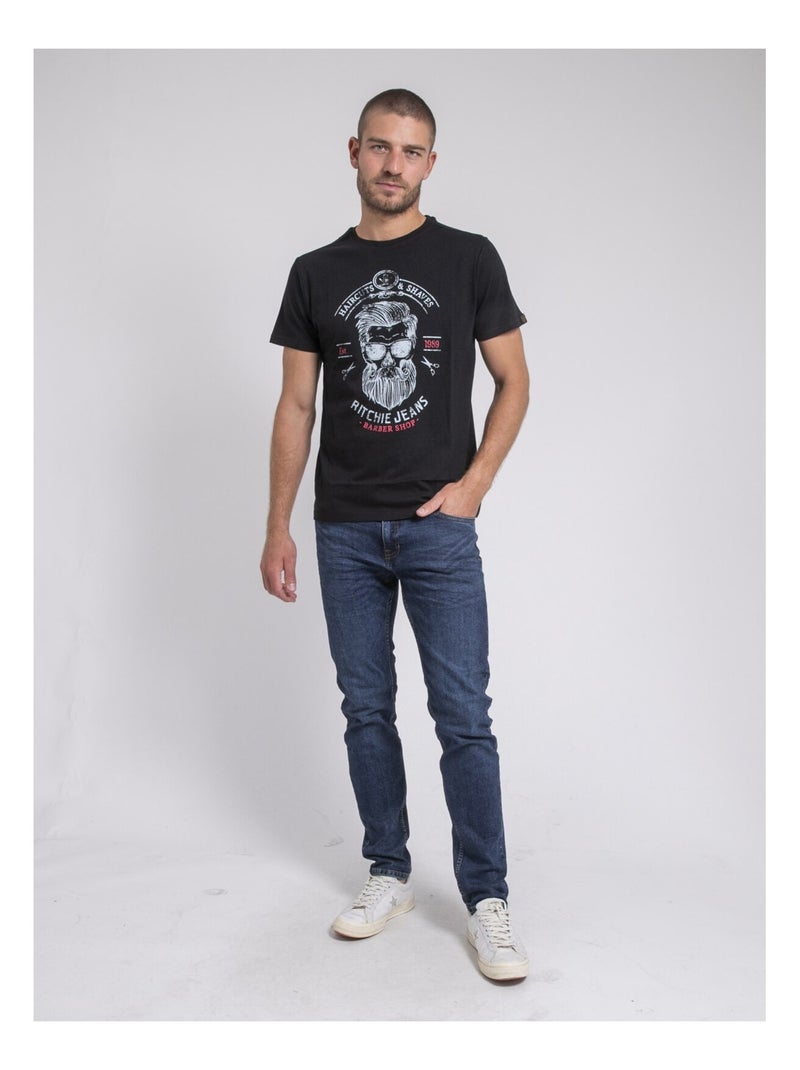 Camiseta cuello redondo de puro algodón JUSIX Negro - Kiabi