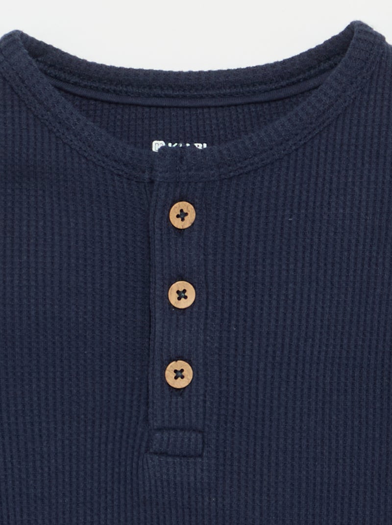 Camiseta cuello tunecino Azul - Kiabi