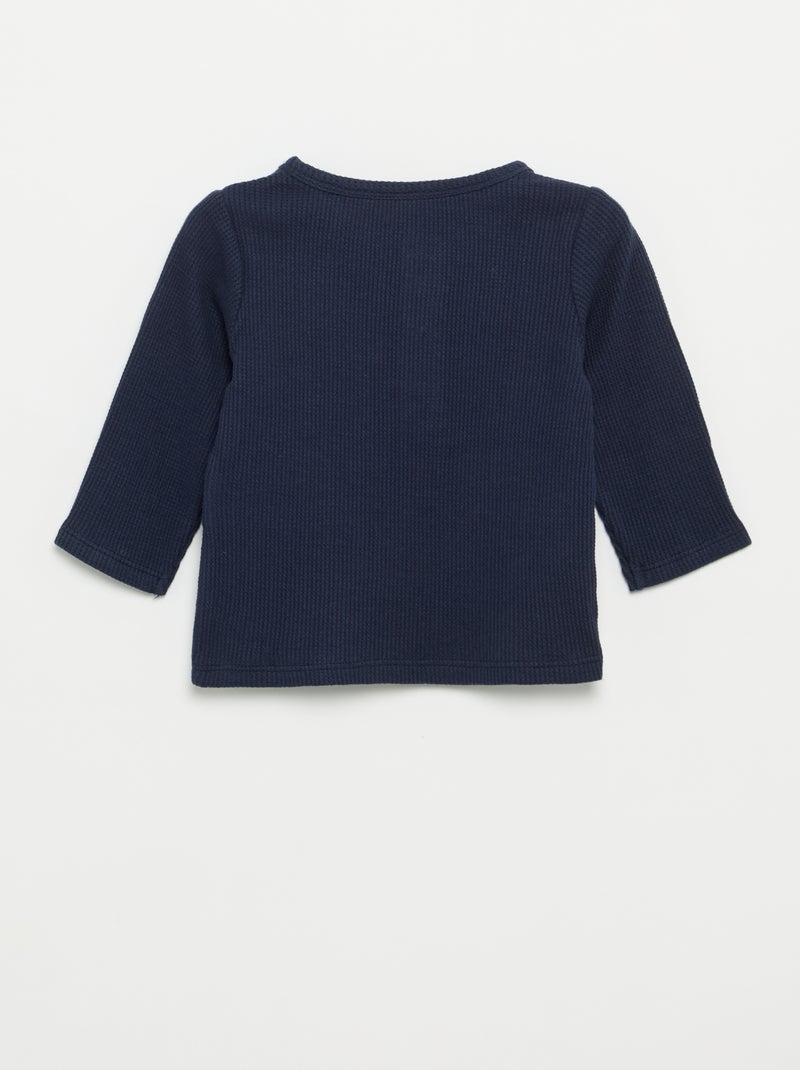 Camiseta cuello tunecino Azul - Kiabi