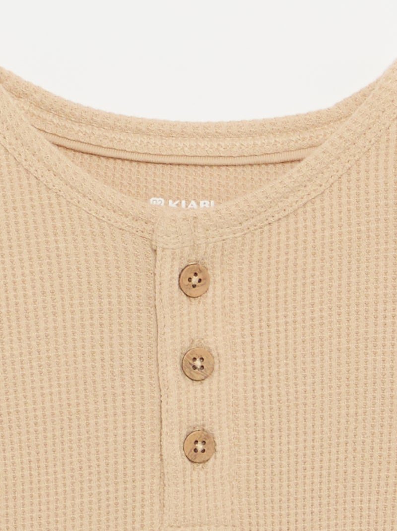 Camiseta cuello tunecino Beige - Kiabi