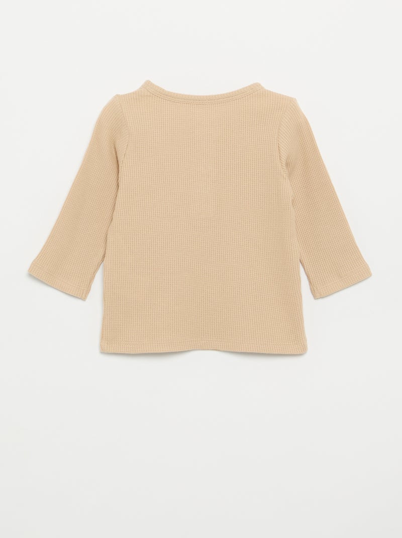 Camiseta cuello tunecino Beige - Kiabi