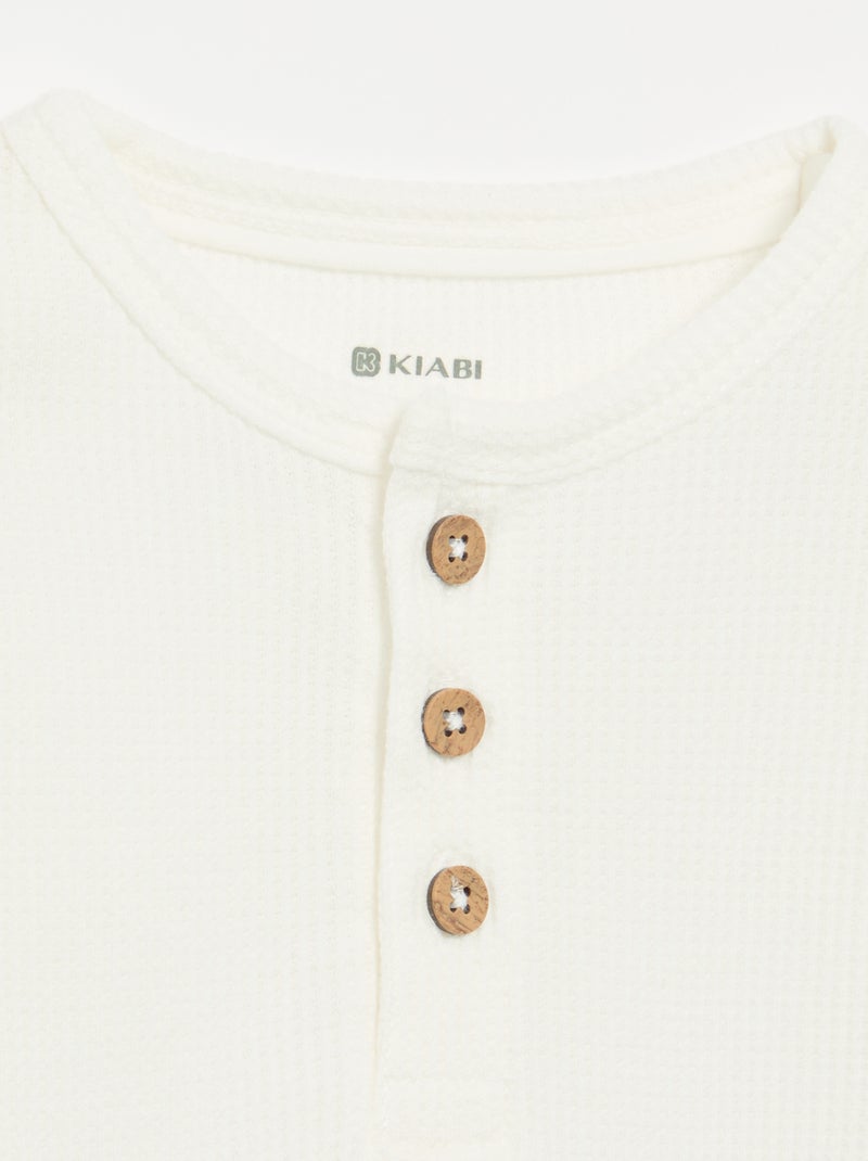 Camiseta cuello tunecino Blanco - Kiabi