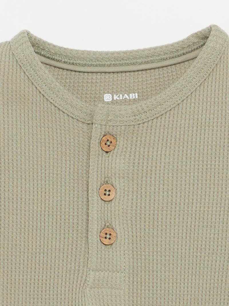 Camiseta cuello tunecino Verde - Kiabi