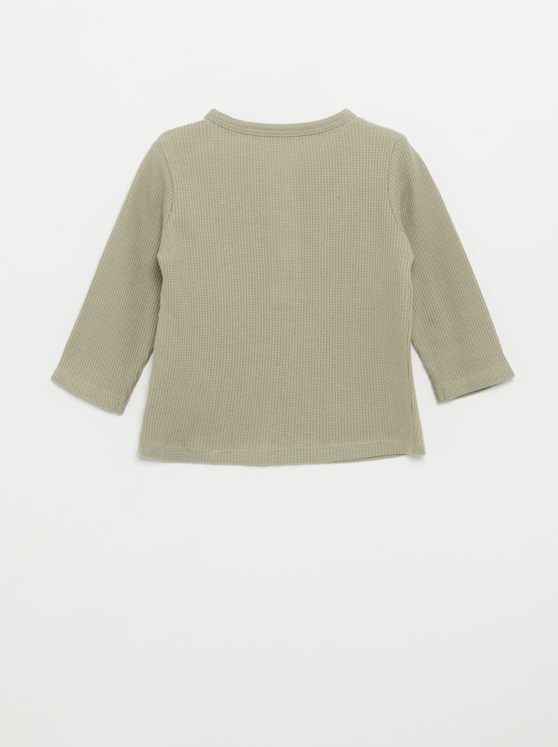 Camiseta cuello tunecino Verde - Kiabi