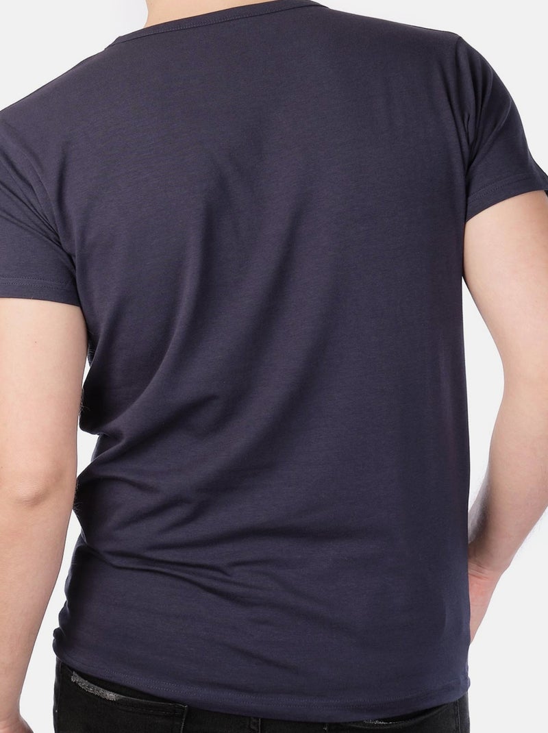 Camiseta cuello V unido Azul marino - Kiabi