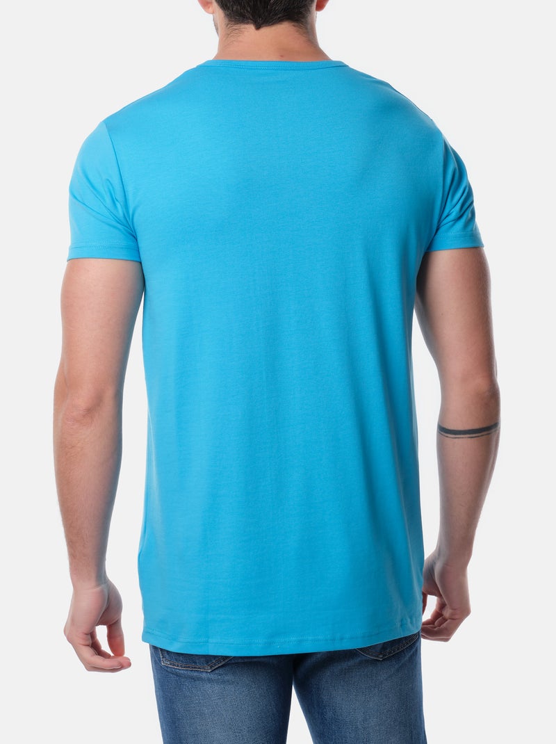 Camiseta cuello V unido Azul turquesa - Kiabi
