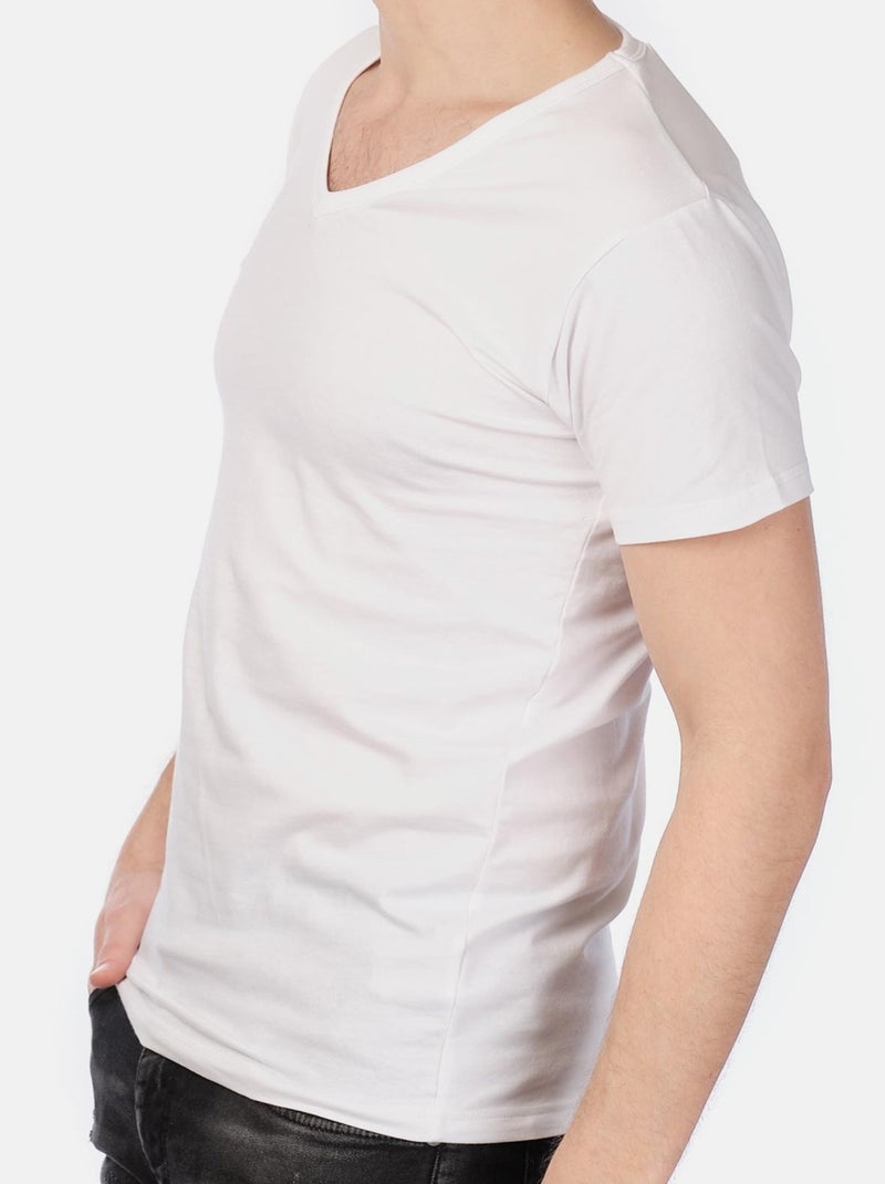 Camiseta cuello V unido Blanco - Kiabi