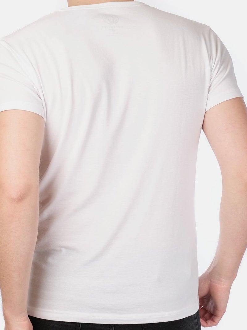 Camiseta cuello V unido Blanco - Kiabi