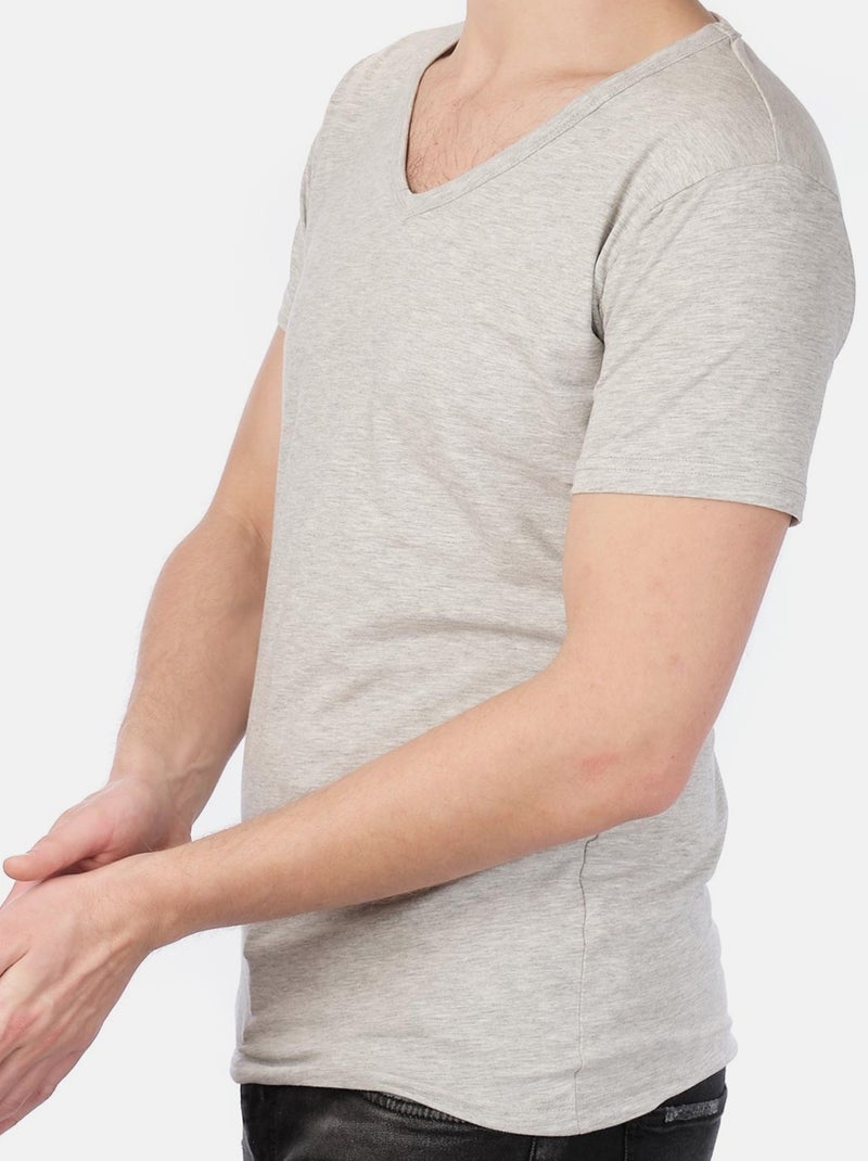 Camiseta cuello V unido Gris - Kiabi