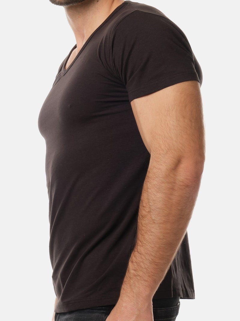 Camiseta cuello V unido Negro - Kiabi