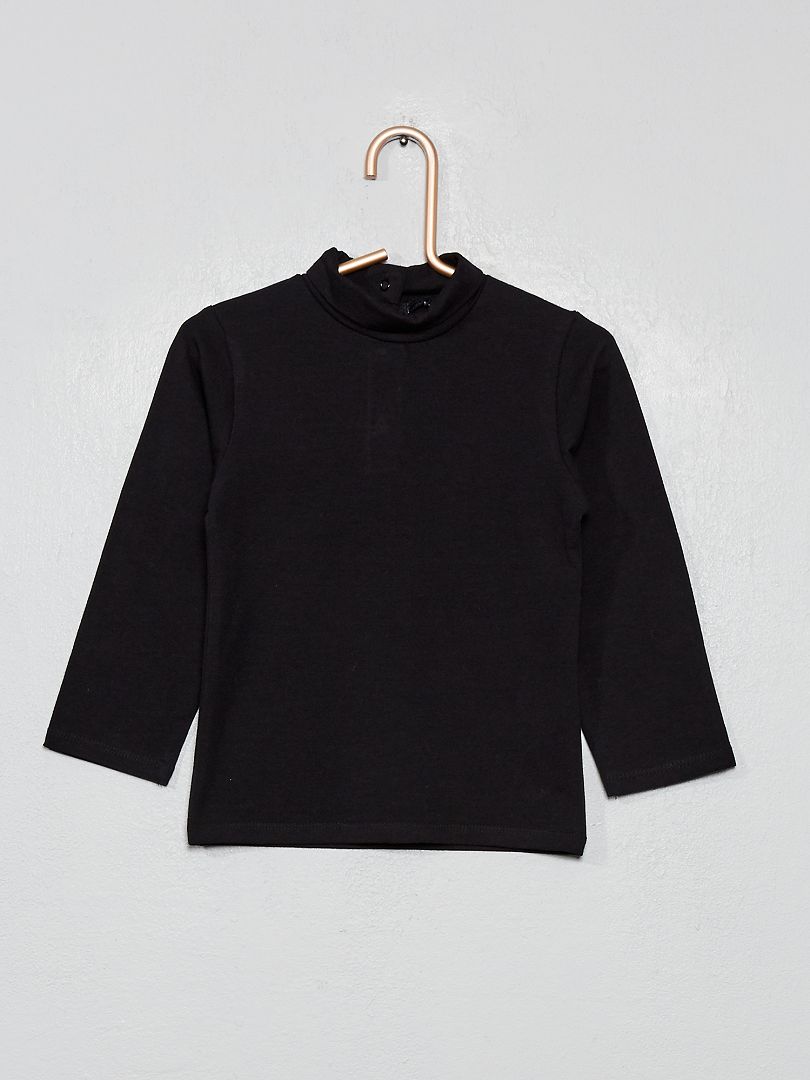 Camiseta cuello vuelto algodón orgánico Negro - Kiabi