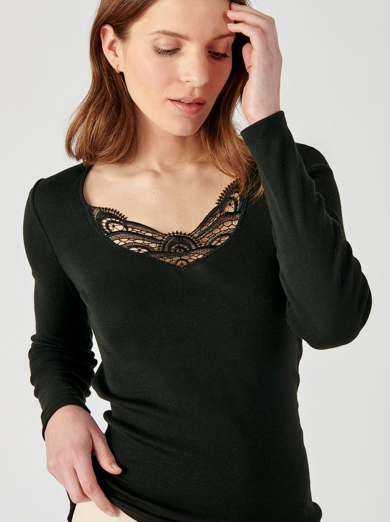 Camiseta 'Damart' Thermolactyl Grado 3 negro - Kiabi