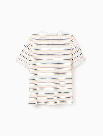 Camiseta de algodón a rayas con bolsillo en el pecho