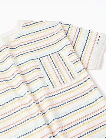 Camiseta de algodón a rayas con bolsillo en el pecho