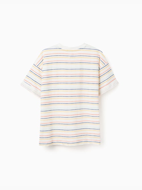 Camiseta de algodón a rayas con bolsillo en el pecho - Kiabi