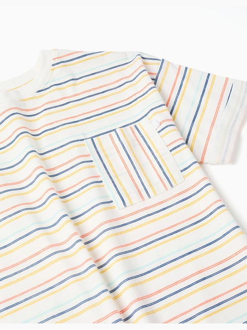Camiseta de algodón a rayas con bolsillo en el pecho - Kiabi