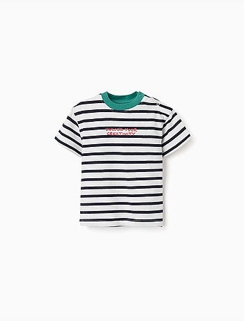 Camiseta de algodón a rayas con estampado