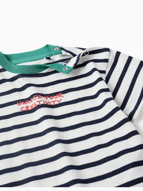 Camiseta de algodón a rayas con estampado - Kiabi