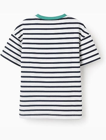 Camiseta de algodón a rayas con estampado