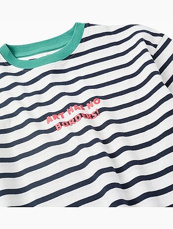 Camiseta de algodón a rayas con estampado