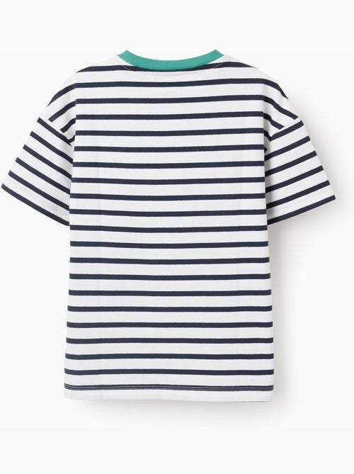 Camiseta de algodón a rayas con estampado - Kiabi
