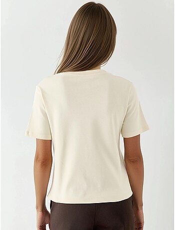 Camiseta de algodón acanalada con cuello redondo busem