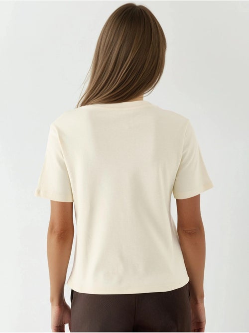 Camiseta de algodón acanalada con cuello redondo busem - Kiabi