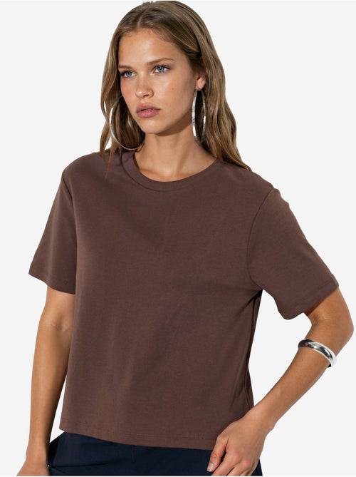 Camiseta de algodón acanalada con cuello redondo busem - Kiabi