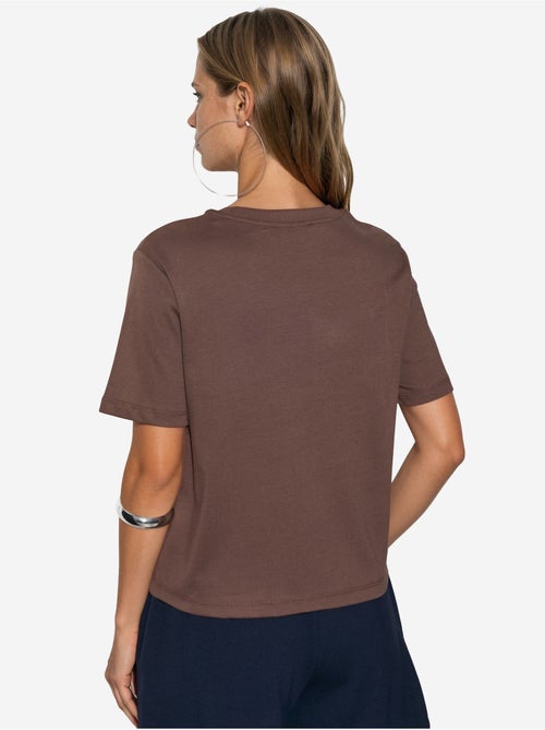 Camiseta de algodón acanalada con cuello redondo busem - Kiabi