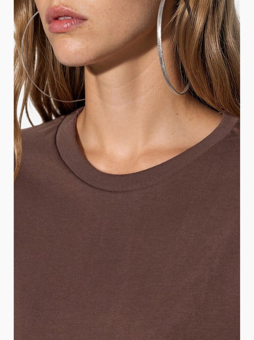 Camiseta de algodón acanalada con cuello redondo busem - Kiabi