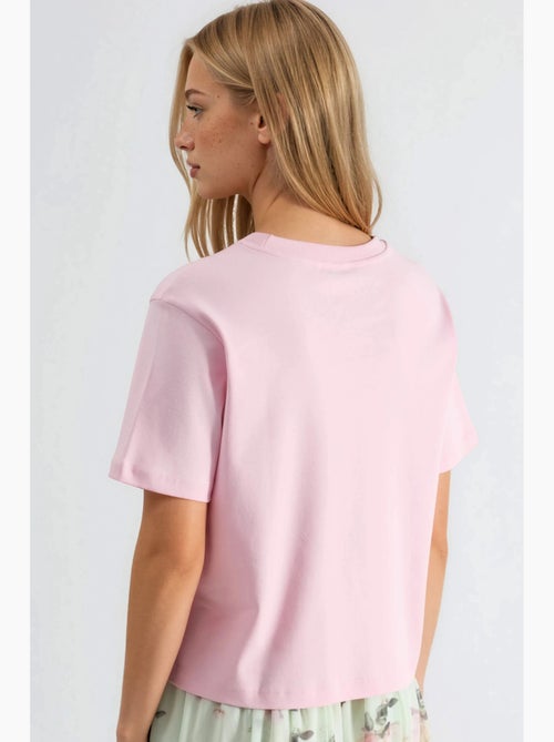 Camiseta de algodón acanalada con cuello redondo busem - Kiabi