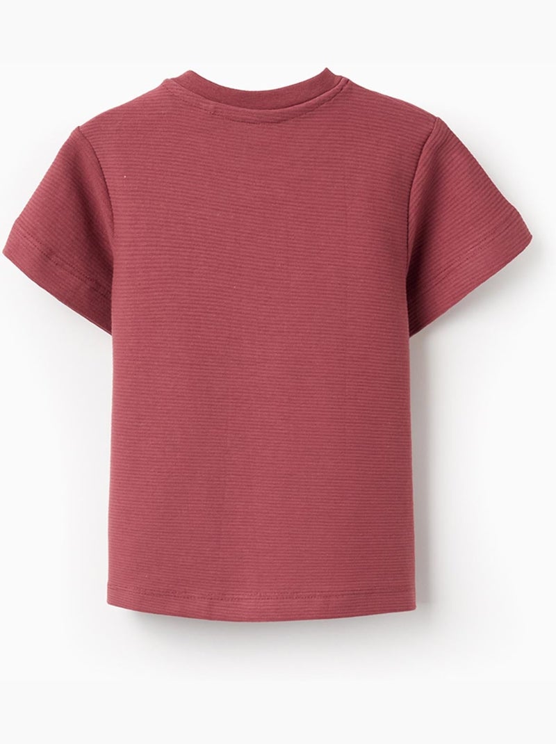 Camiseta de algodón acanalado con estampado Express Yourself Marrón - Kiabi