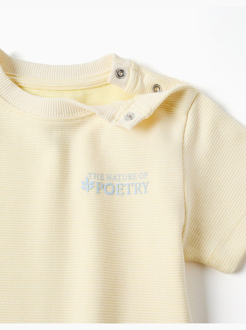 Camiseta de algodón acanalado con estampado Poetry Amarillo - Kiabi