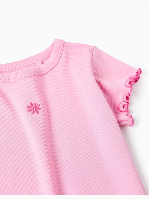Camiseta de algodón acanalado con extremos ondulados - Kiabi