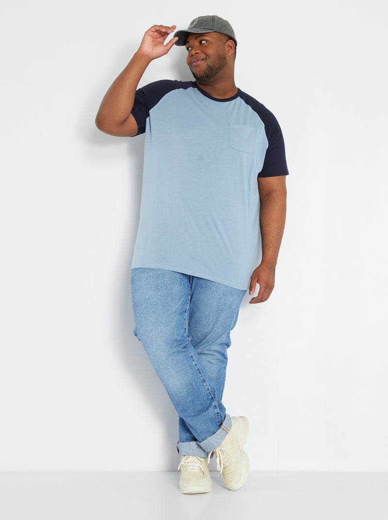 Camiseta de algodón azul denim - Kiabi