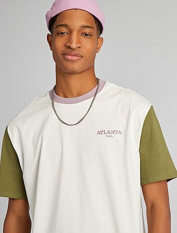 Camiseta de algodón colorblock con cuello redondo +1,90 m