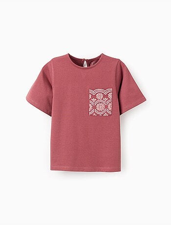 Camiseta de algodón con bolsillo bordado