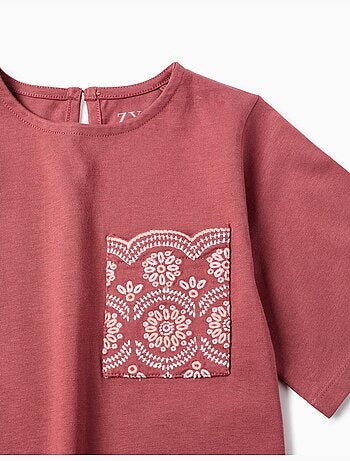 Camiseta de algodón con bolsillo bordado