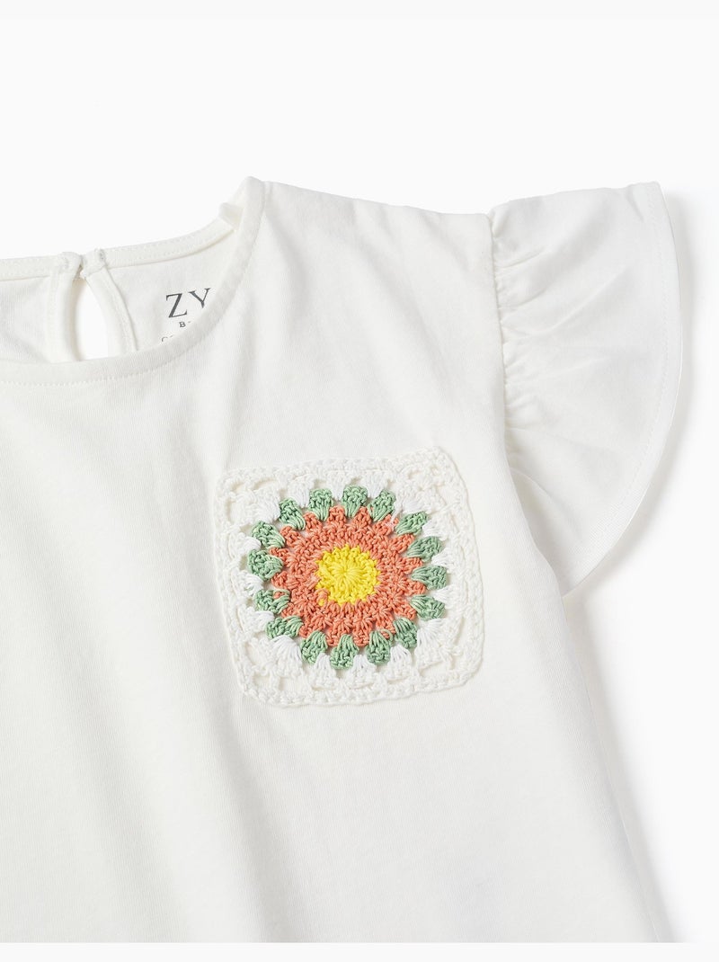 Camiseta de algodón con bolsillo de crochet Blanco - Kiabi