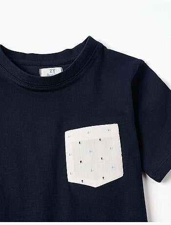 Camiseta de algodón con bolsillo en el pecho