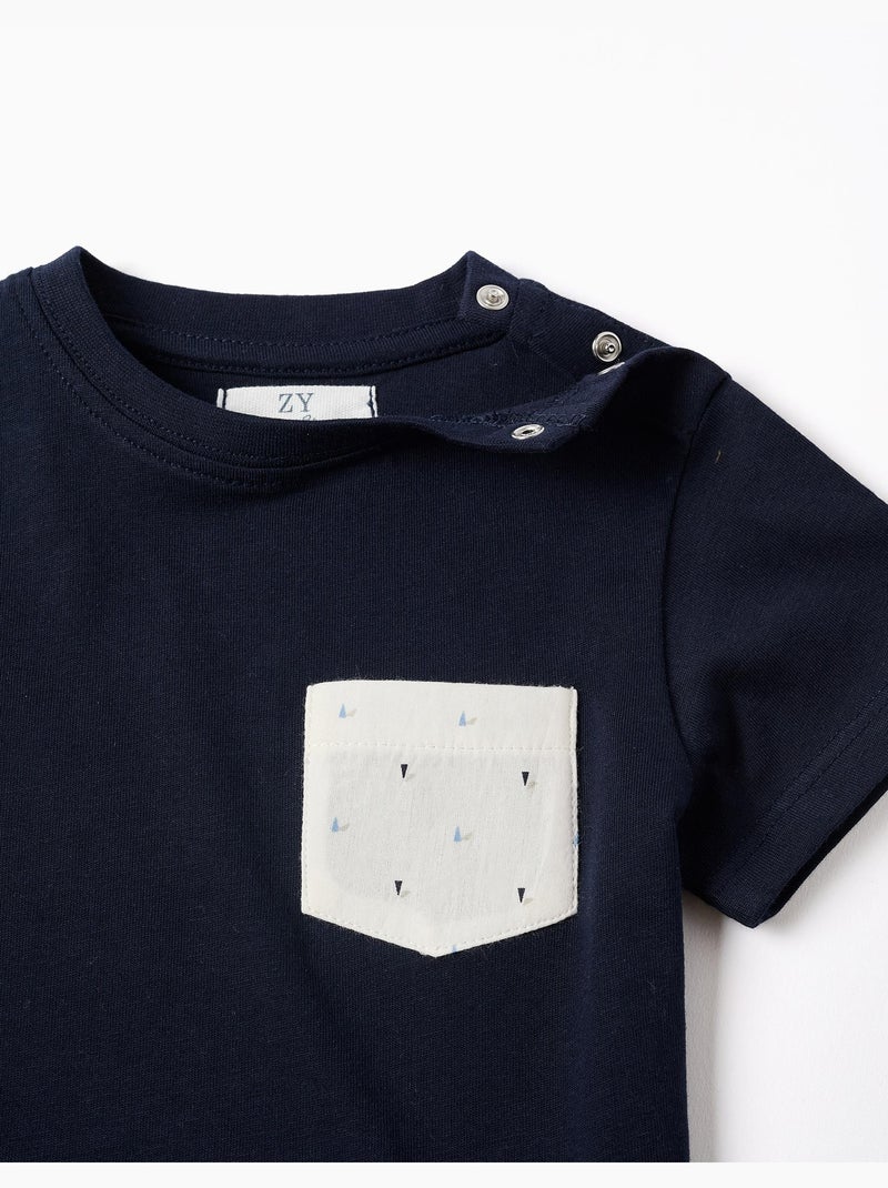 Camiseta de algodón con bolsillo en el pecho Azul Azul - Kiabi